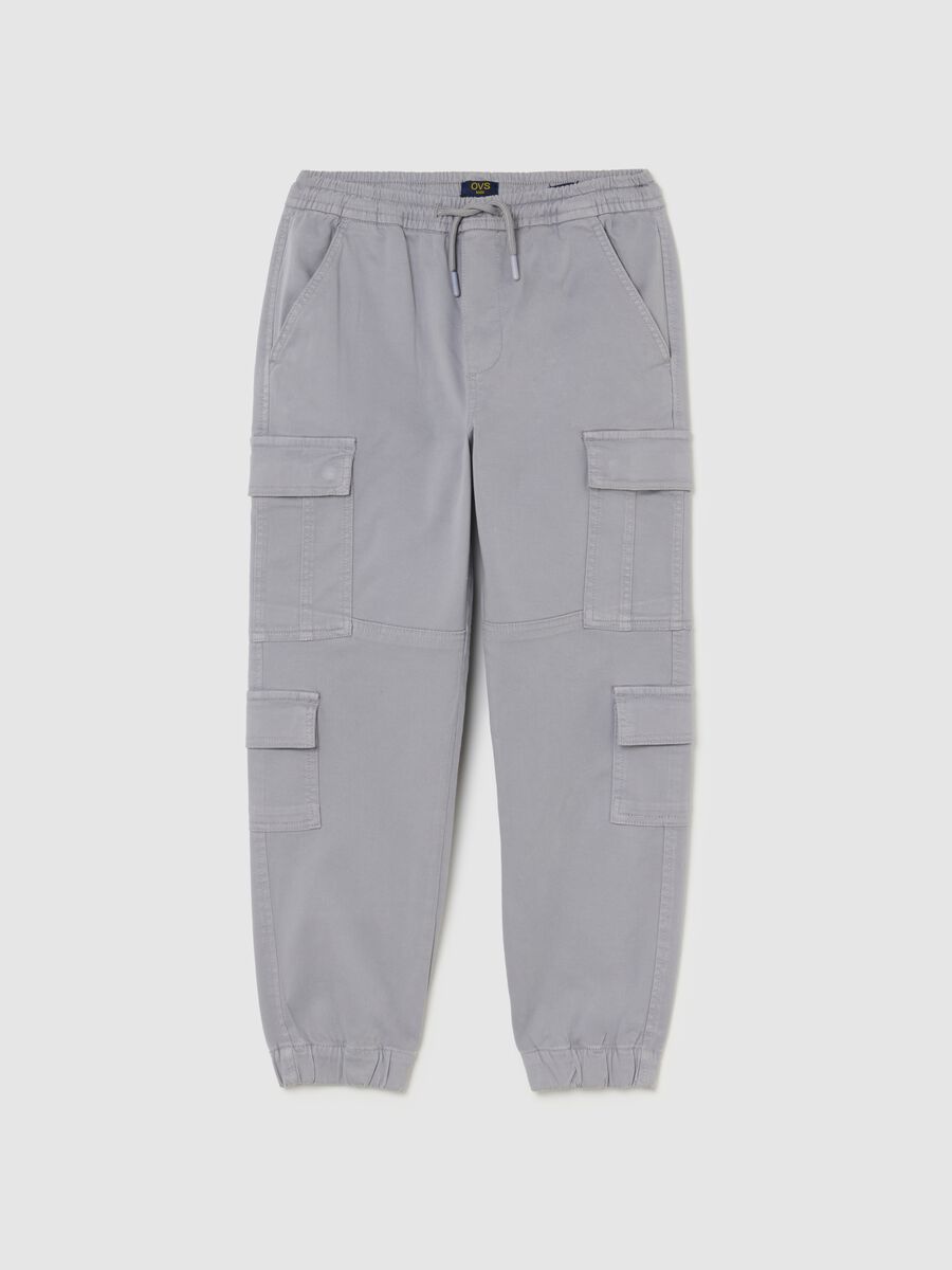 Boy's Grey Stretch Cotton Cargo Trousers_3