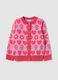 Cardigan with all-over hearts and flowers design_0
