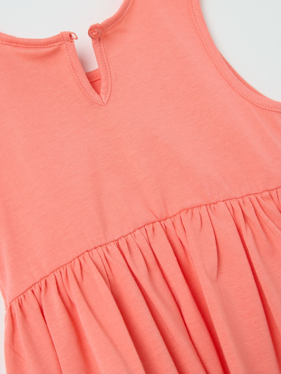 Baby girl dress in pure orange cotton regular fit_3