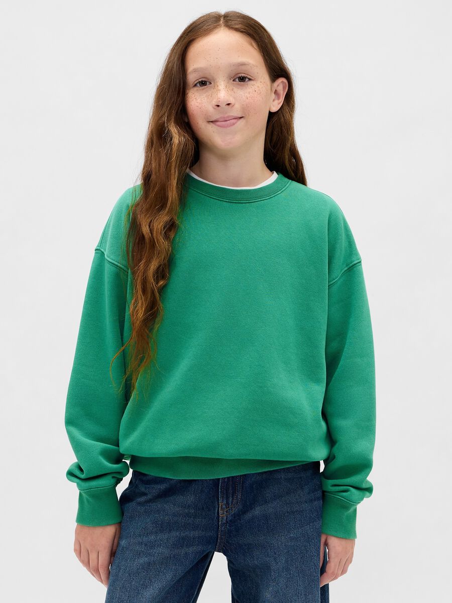 Green Cotton Crew Neck Sweatshirt_0