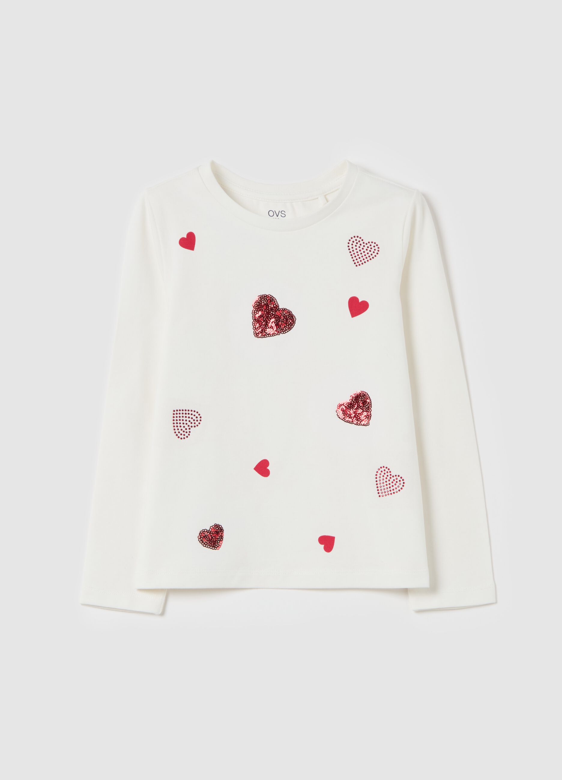 T shirt maniche lunghe con paillettes e strass Bianco OVS KIDS da Bambina OVS