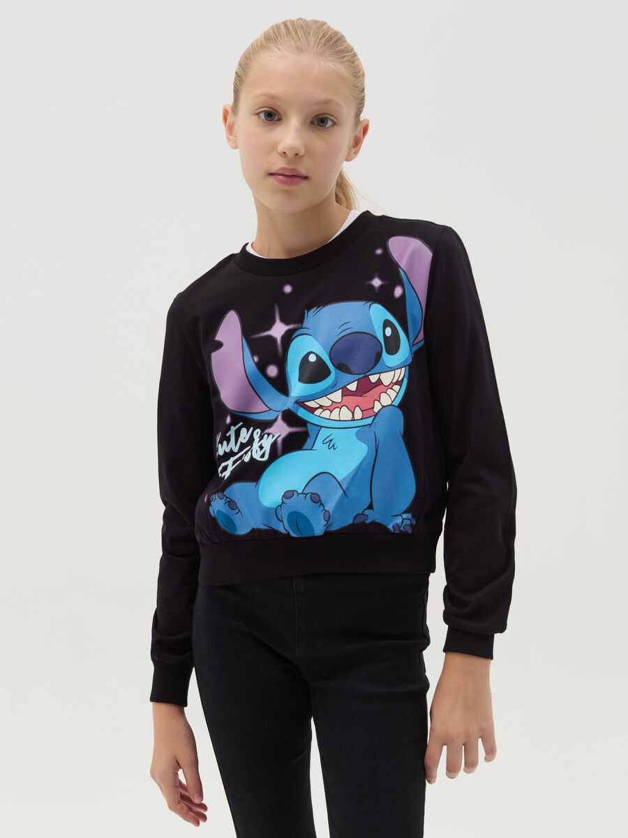 Crop sweatshirt with Stitch print_0