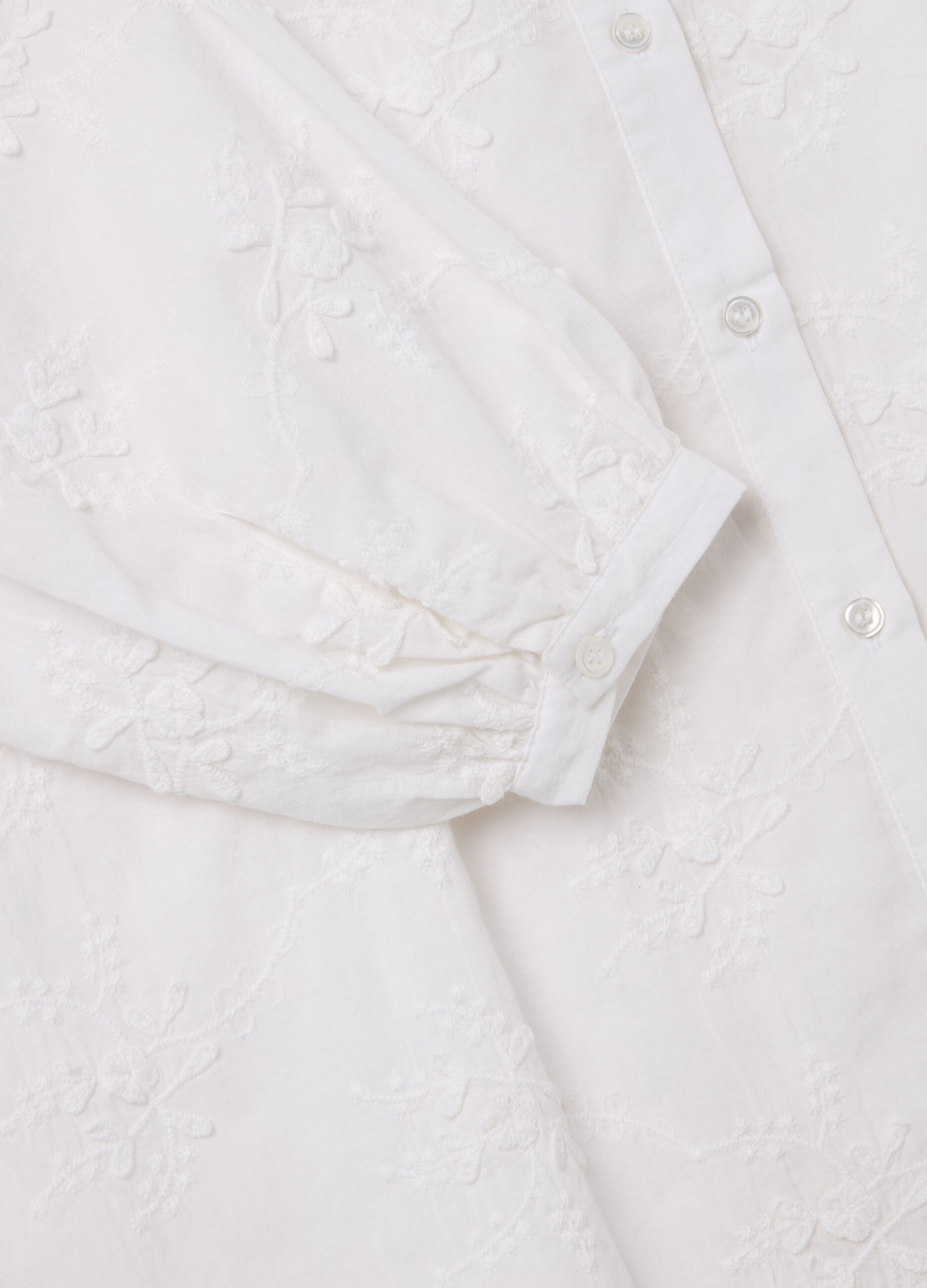 Shirt with all-over floral embroidery