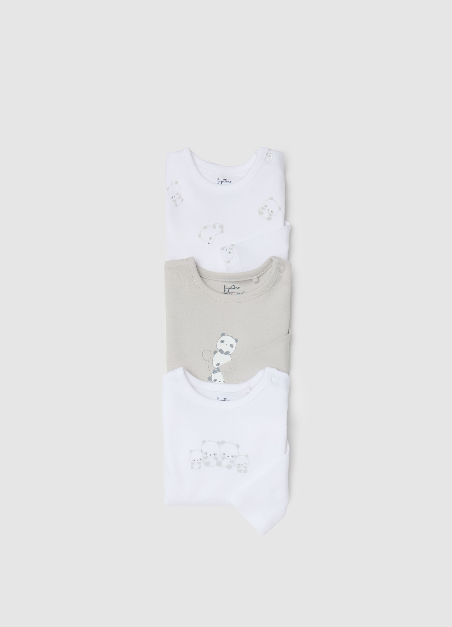 Tripack body da neonato in cotone bianco con maniche lunghe