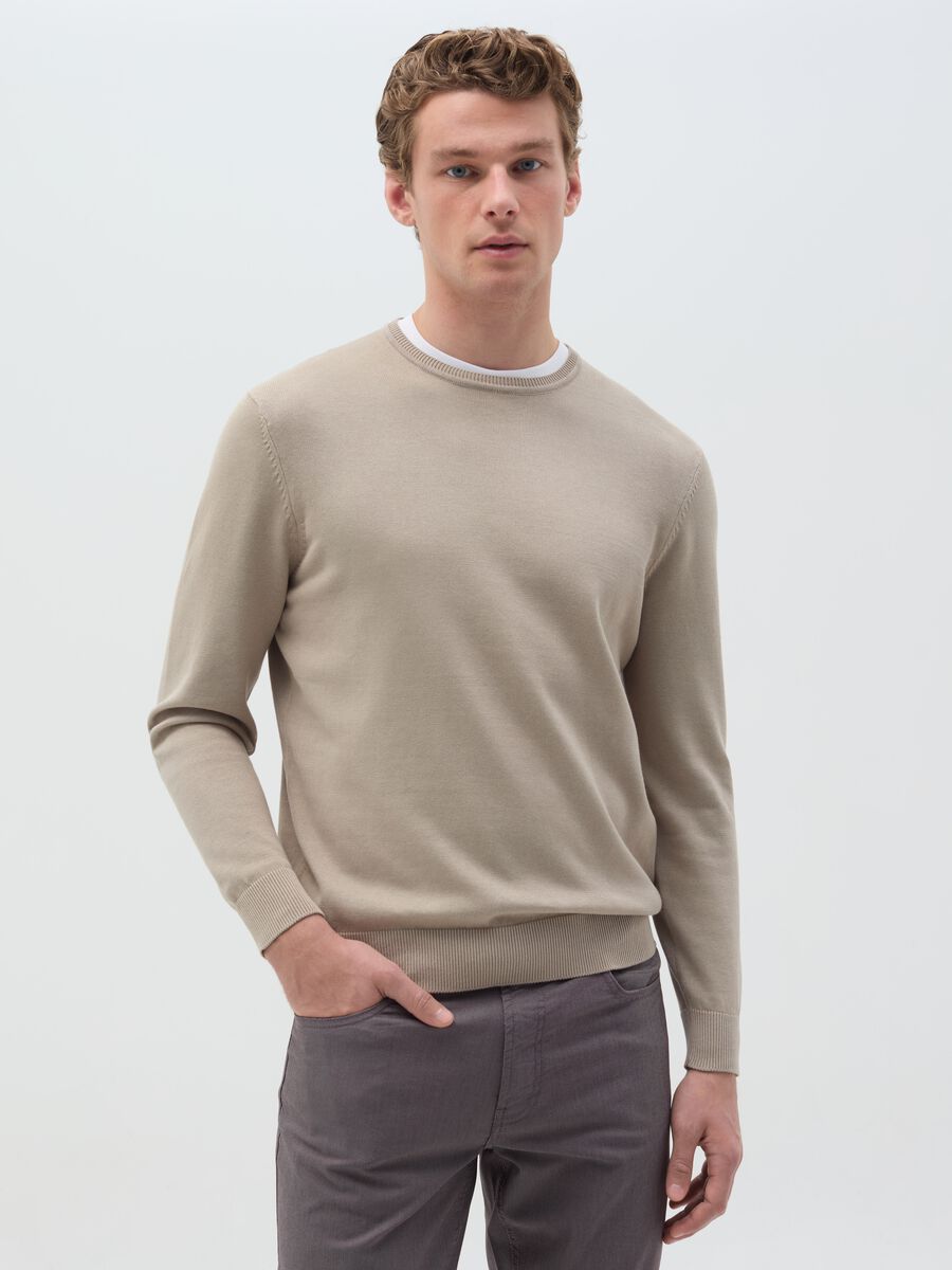 Cotton pullover with round neck_0