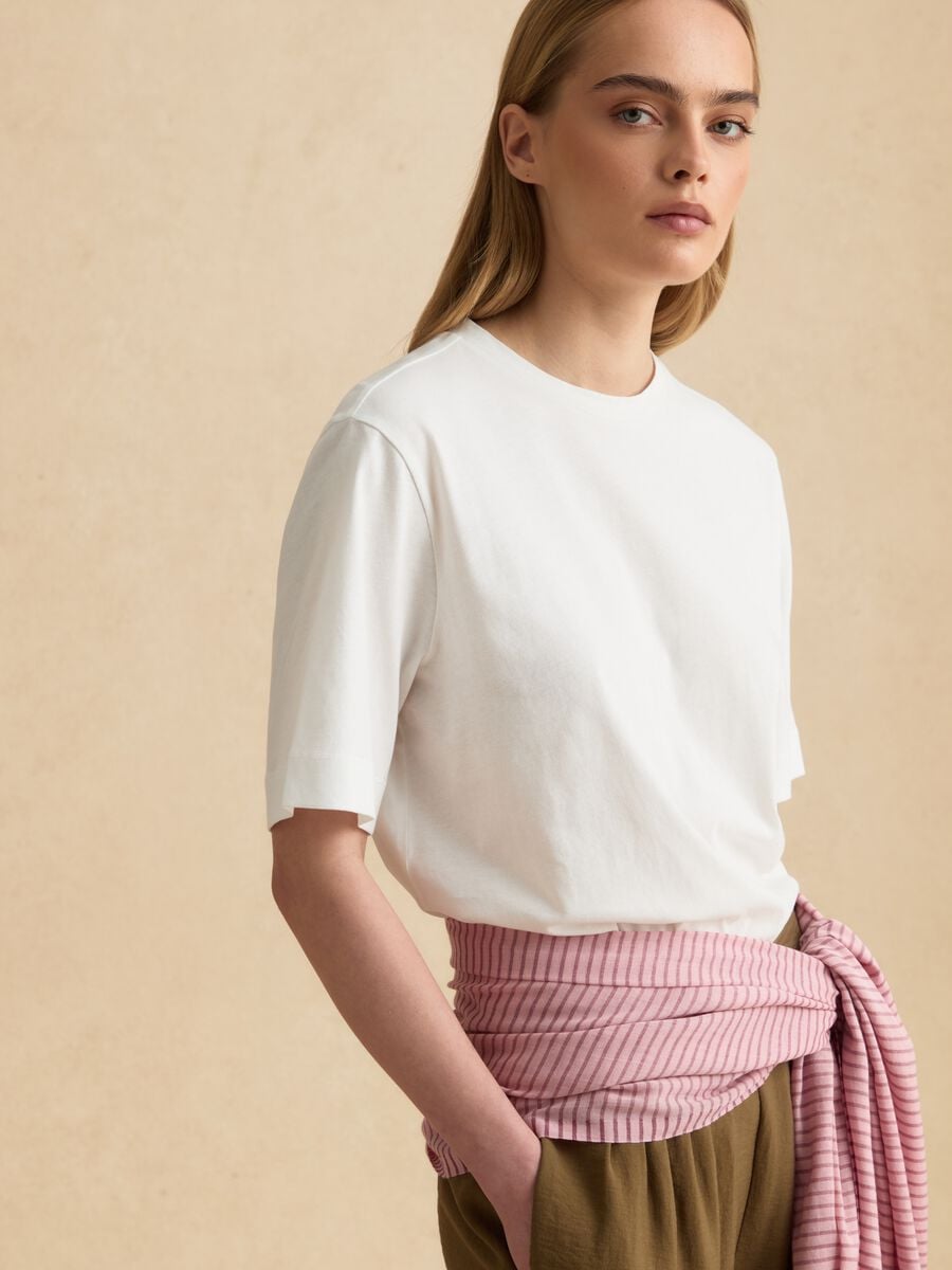 T-shirt bianca in puro cotone_0