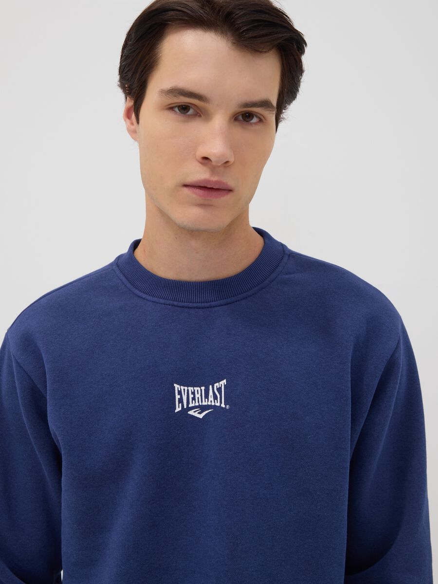 Blue cotton-blend crew-neck sweatshirt with logo_2