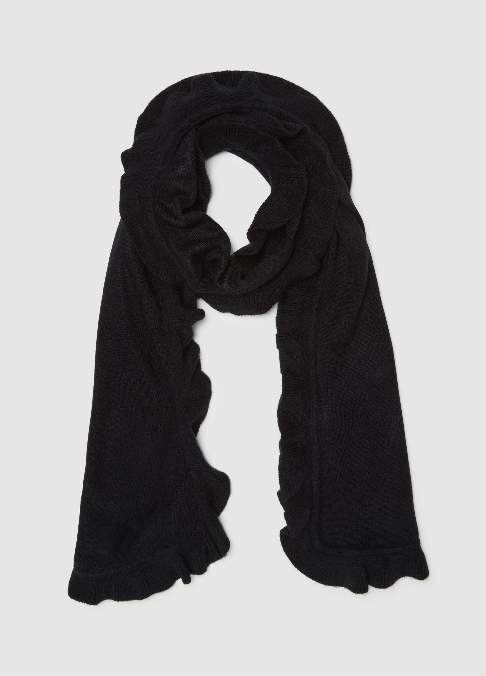 Black Scarf with Ruffles