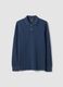 Blue long-sleeve regular-fit polo in organic cotton piqu&eacute;_4