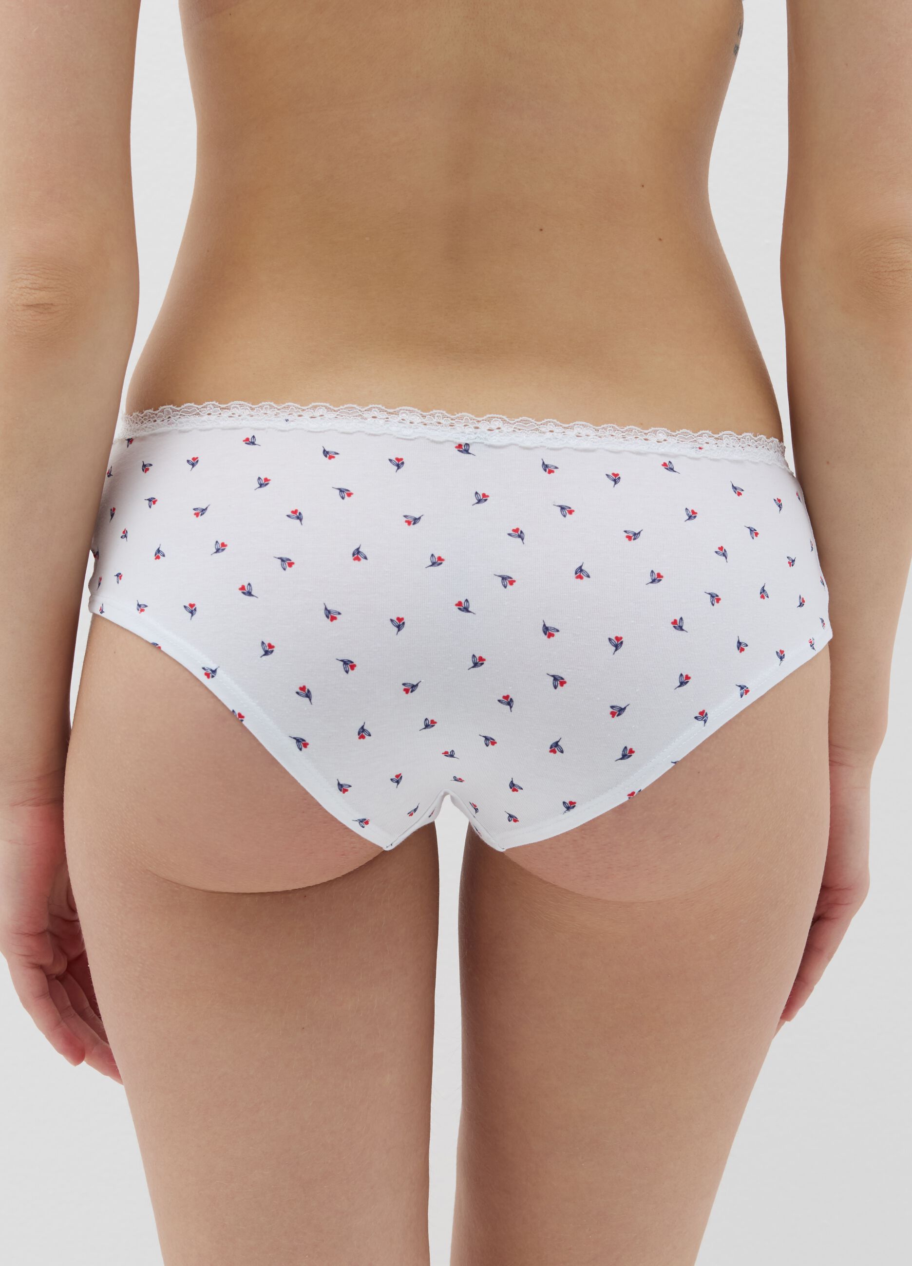 Bipack culotte in cotone stretch con pizzo
