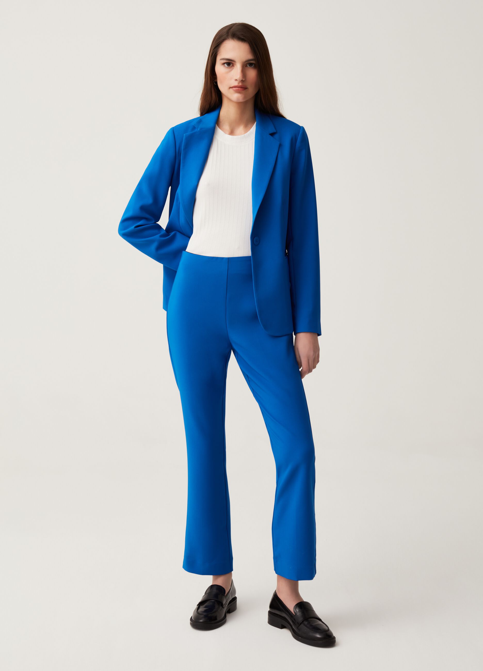 Flare-fit cropped trousers