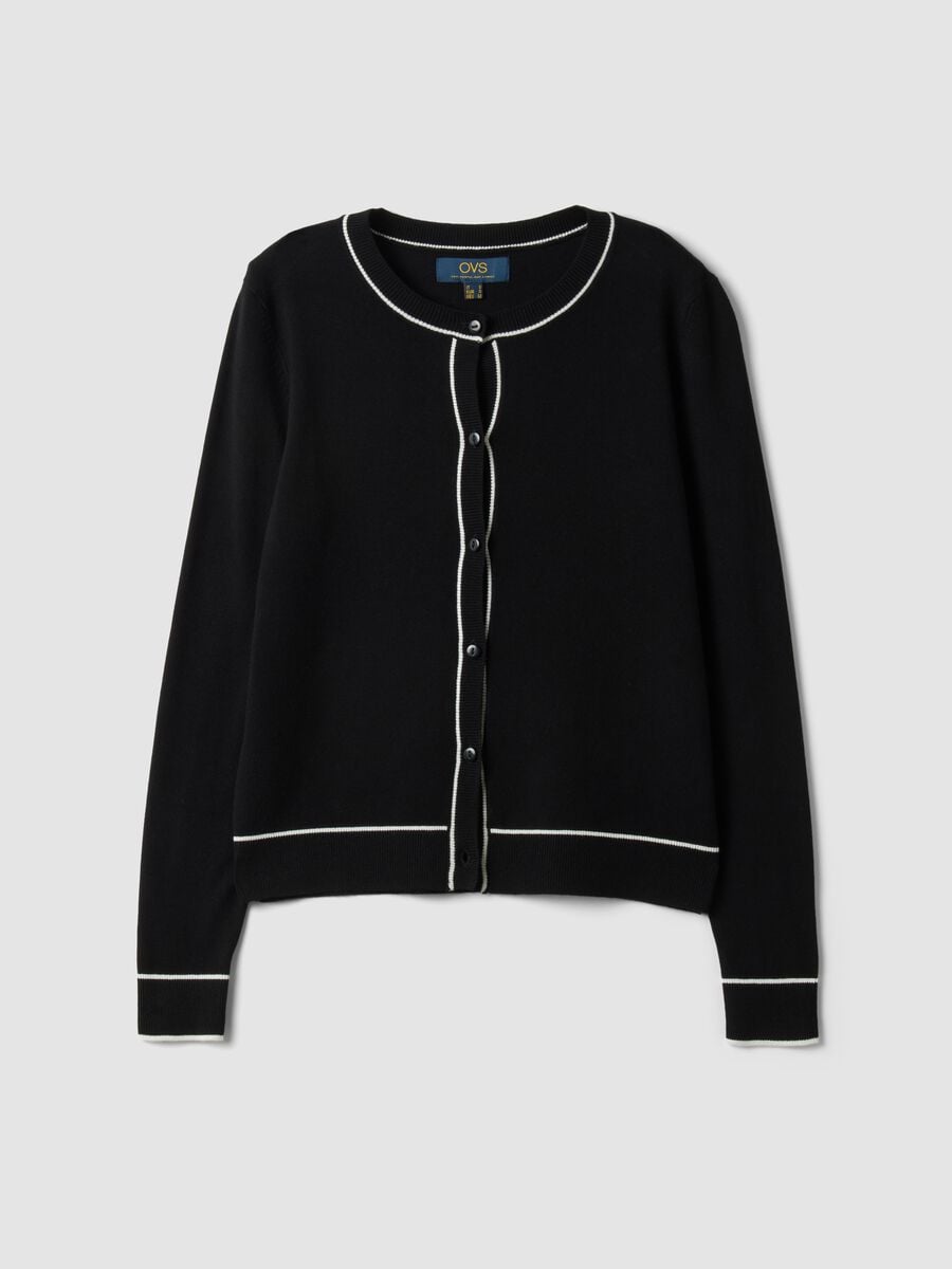 Cardigan nero in viscosa elasticizzata regular fit_4
