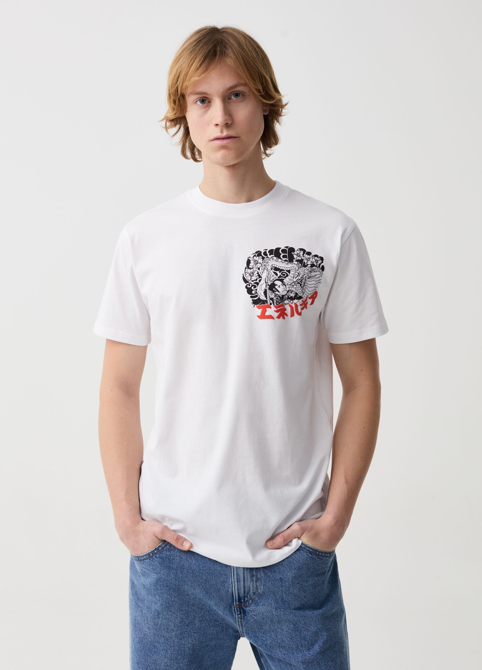 Ovs T-shirt in cotone stampa giapponese