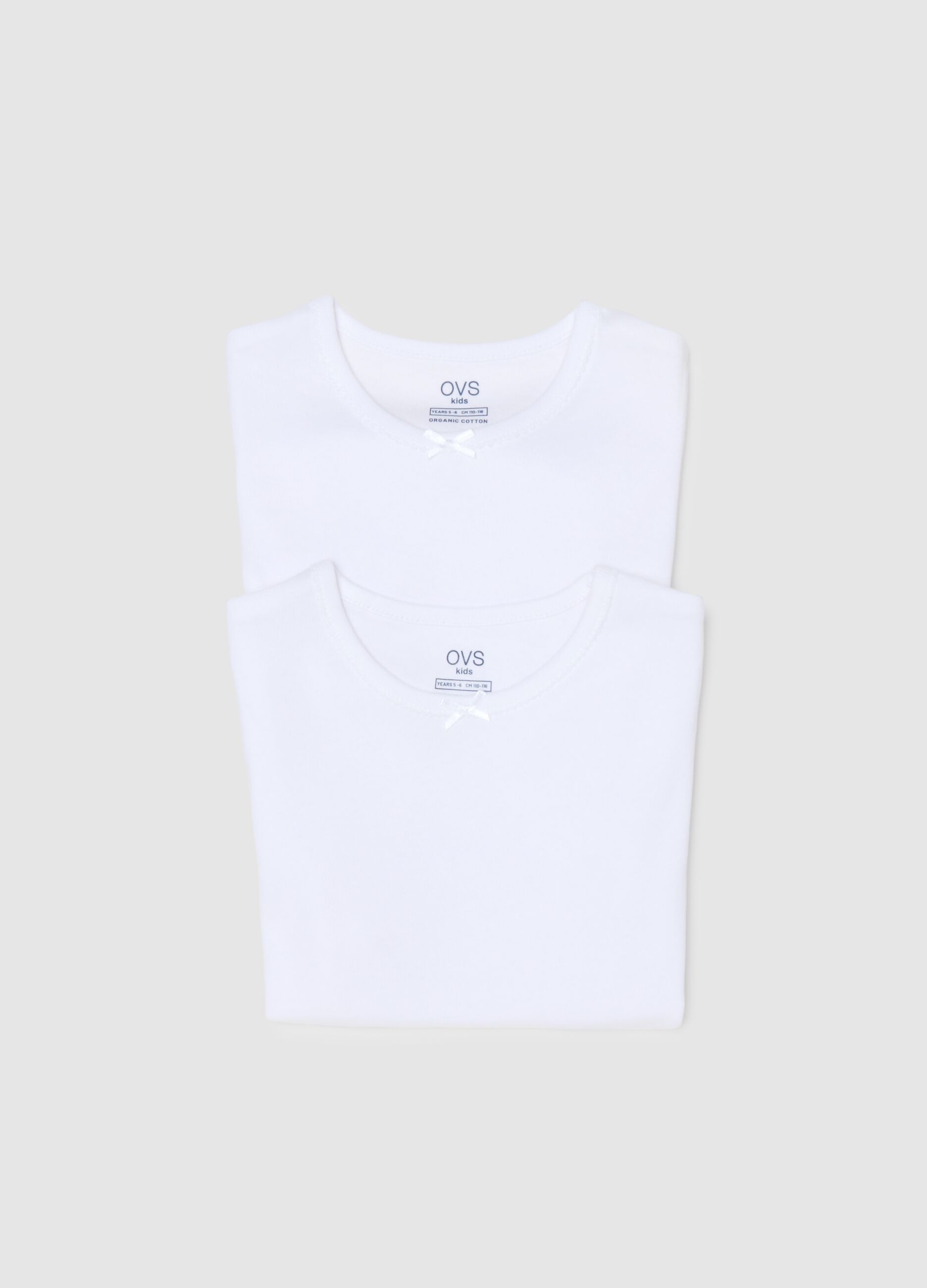 Pack of two white girls' t-shirts in pure cotton regular fit