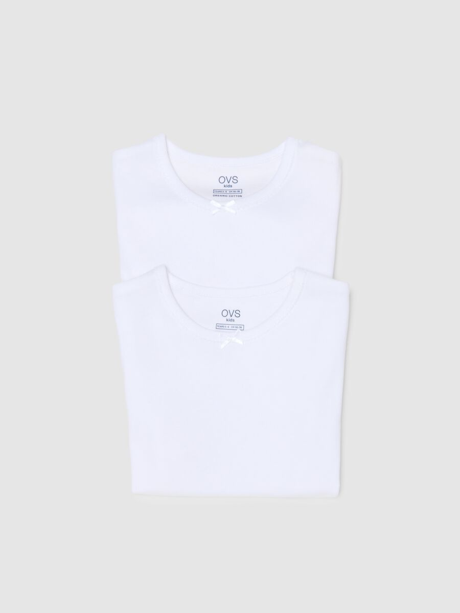 Pack of two white girls' t-shirts in pure cotton regular fit_2