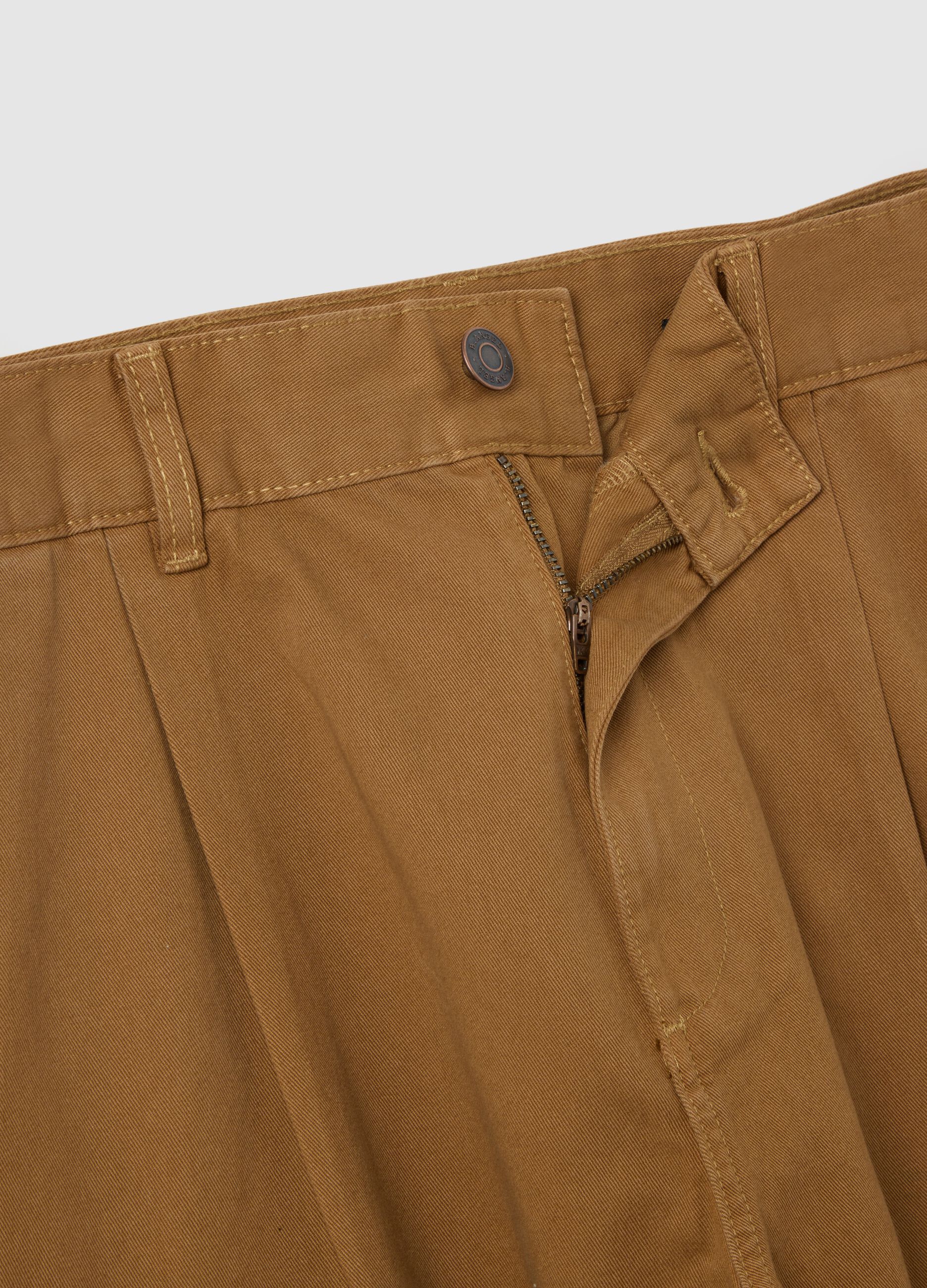 Pantaloni cargo in puro cotone marroni baggy