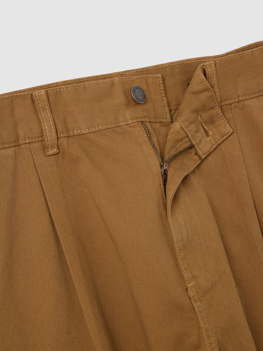 Pantaloni cargo in puro cotone marroni baggy_1