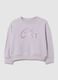 Girl's violet pure cotton sweatshirt regular fit with text_0