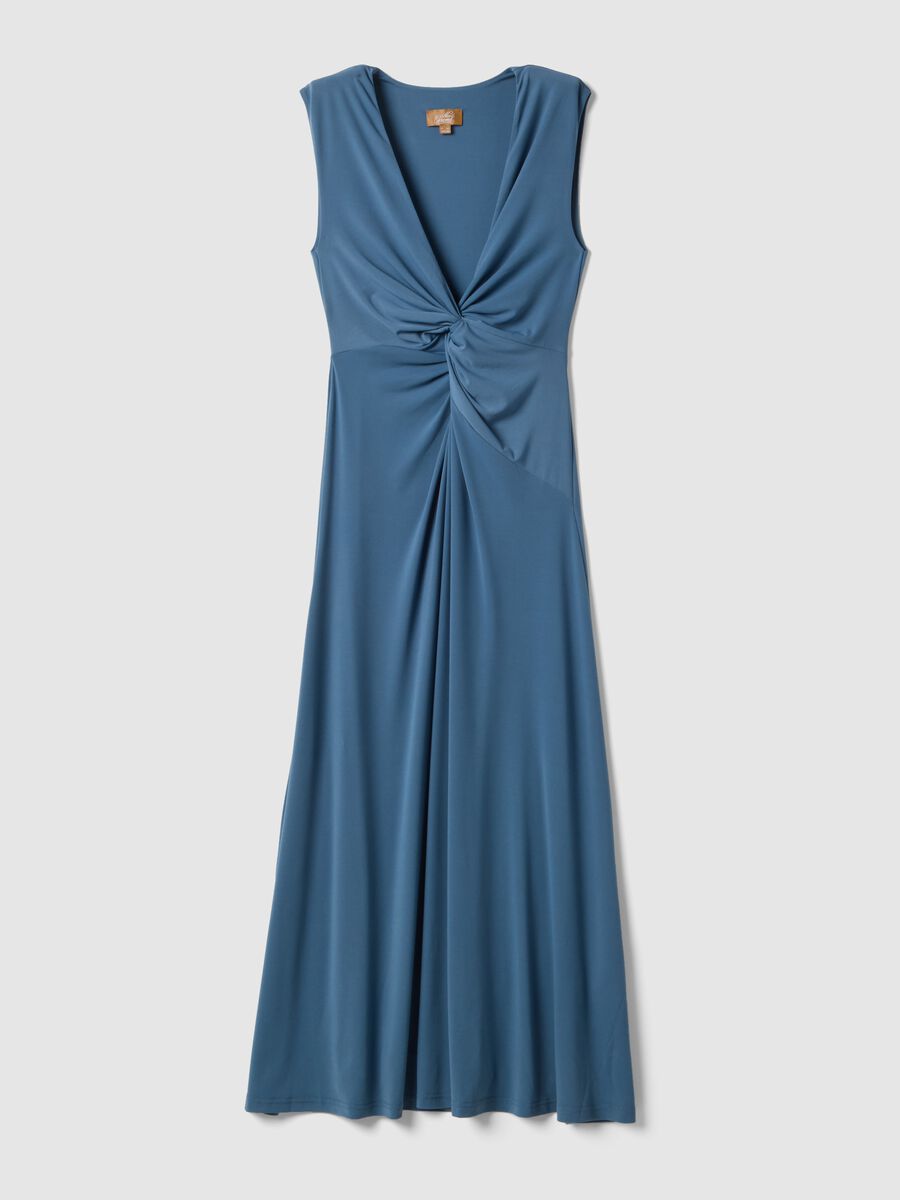 Abito premaman blu in tessuto elasticizzato_4