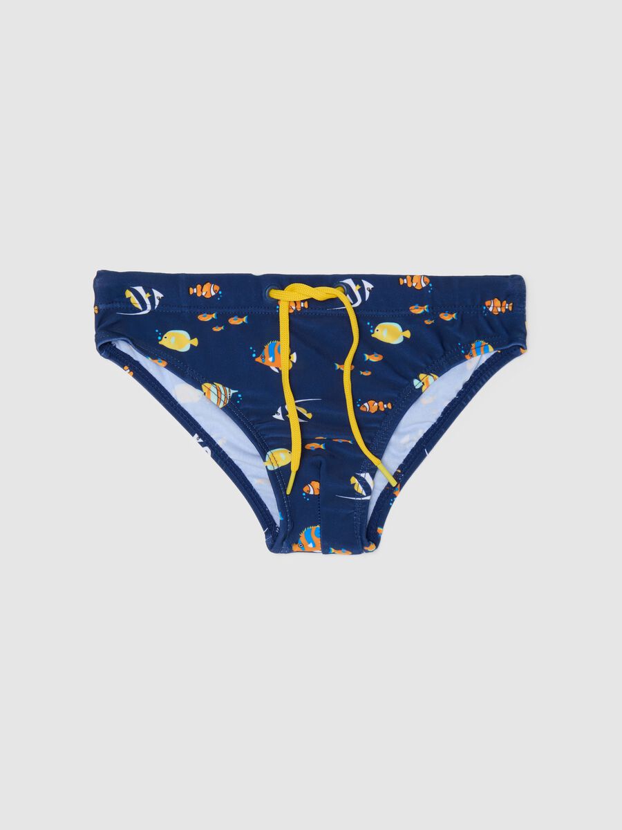 OVS Kids Blue Fish Pattern Swim Briefs_0