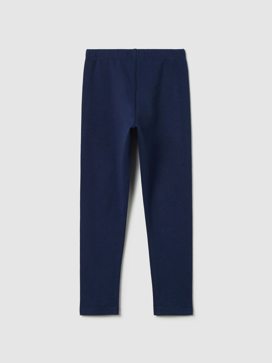 Black leggings in stretch cotton with diamantés_1