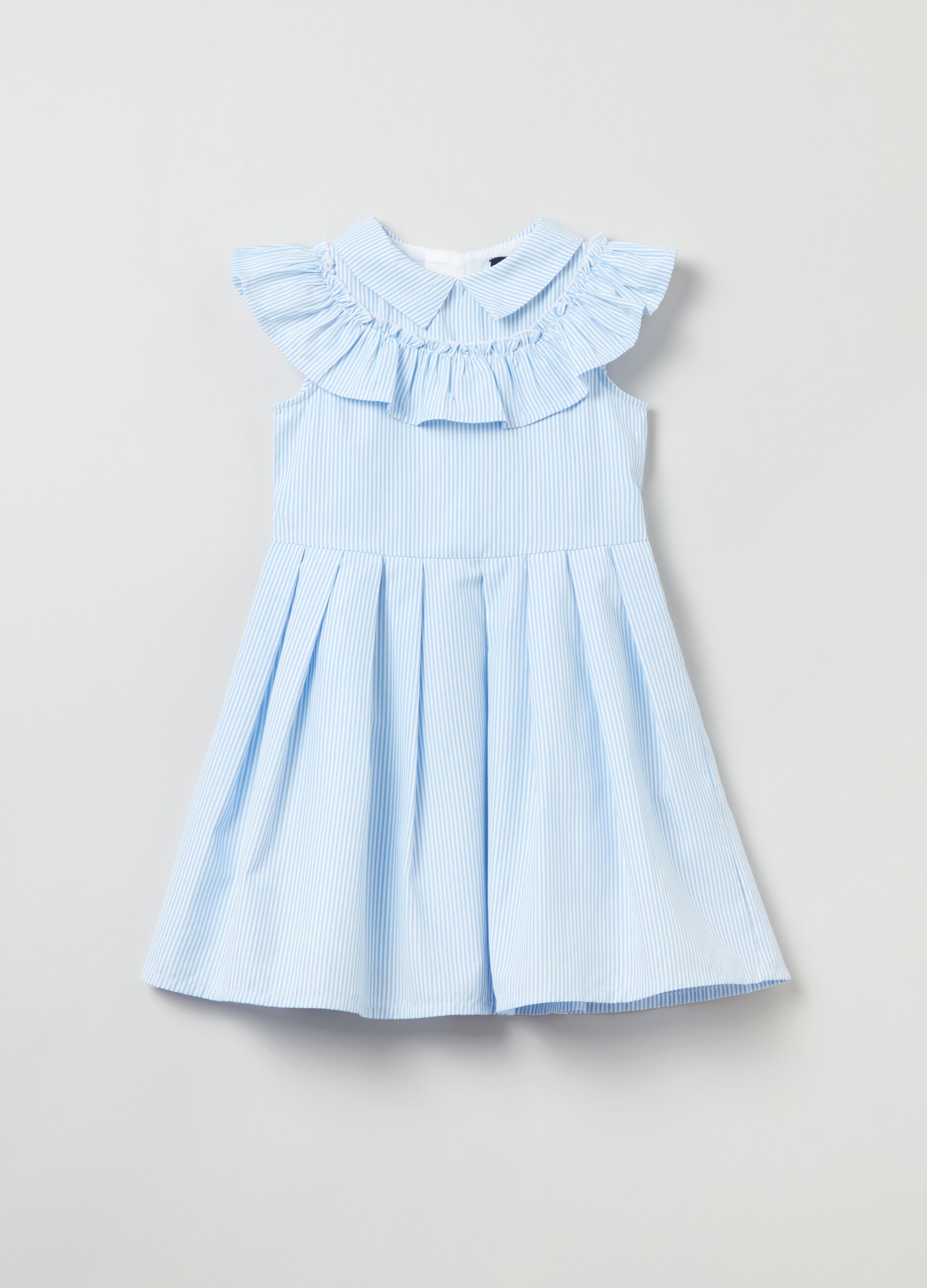 Vestito smanicato a righe con rouche _0