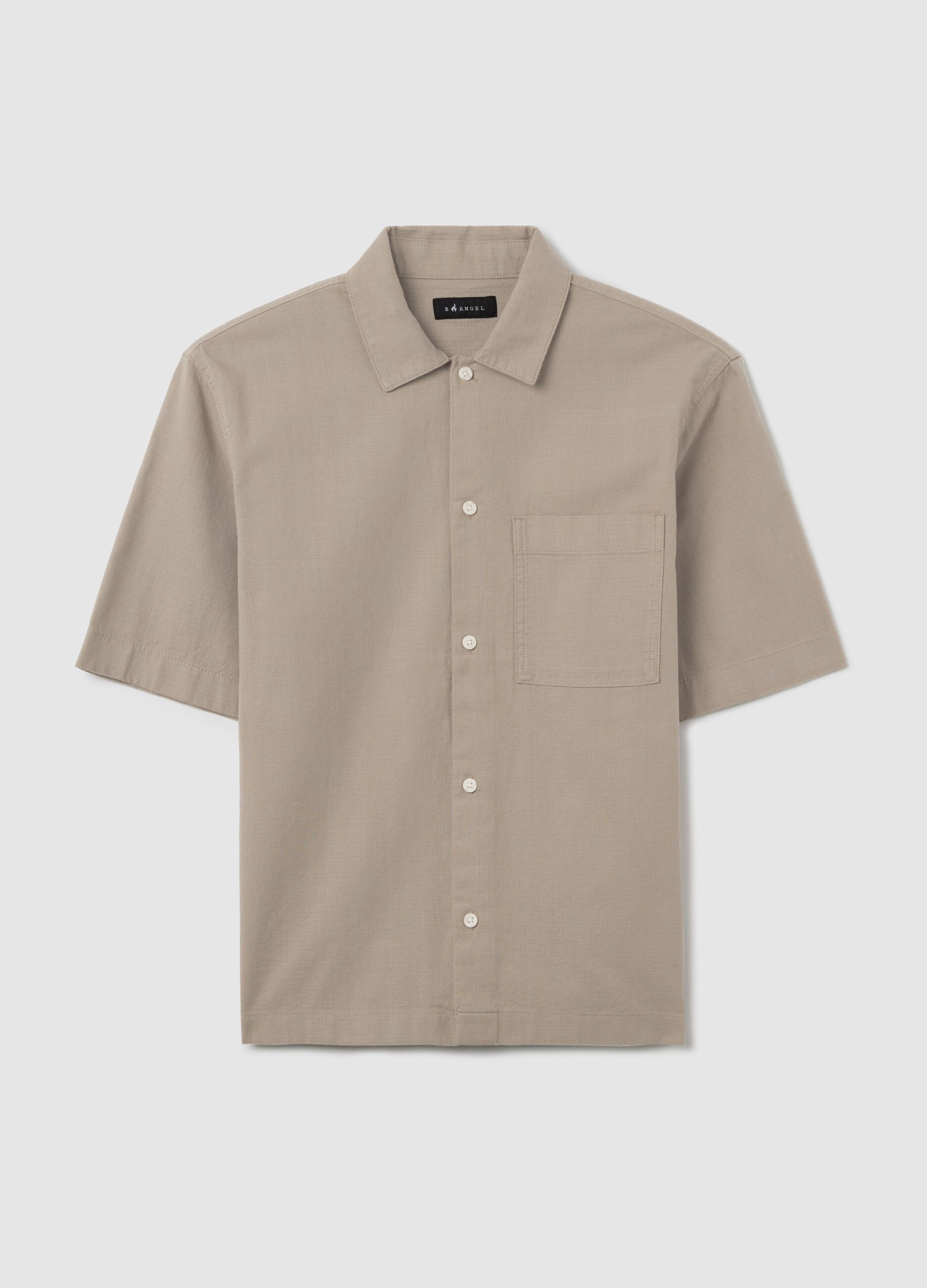 Short-sleeved green shirt in cotton