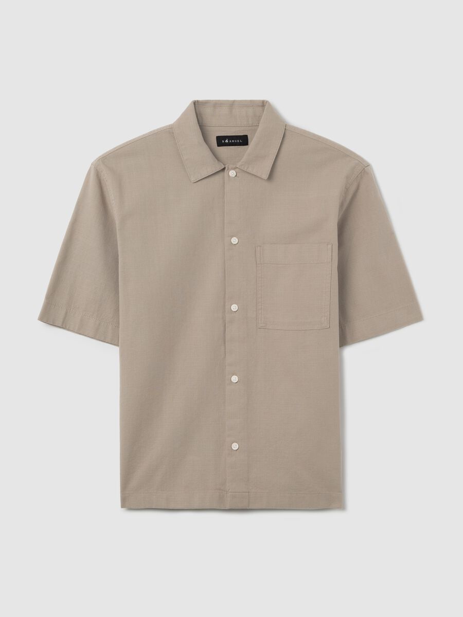 Short-sleeved green shirt in cotton_4