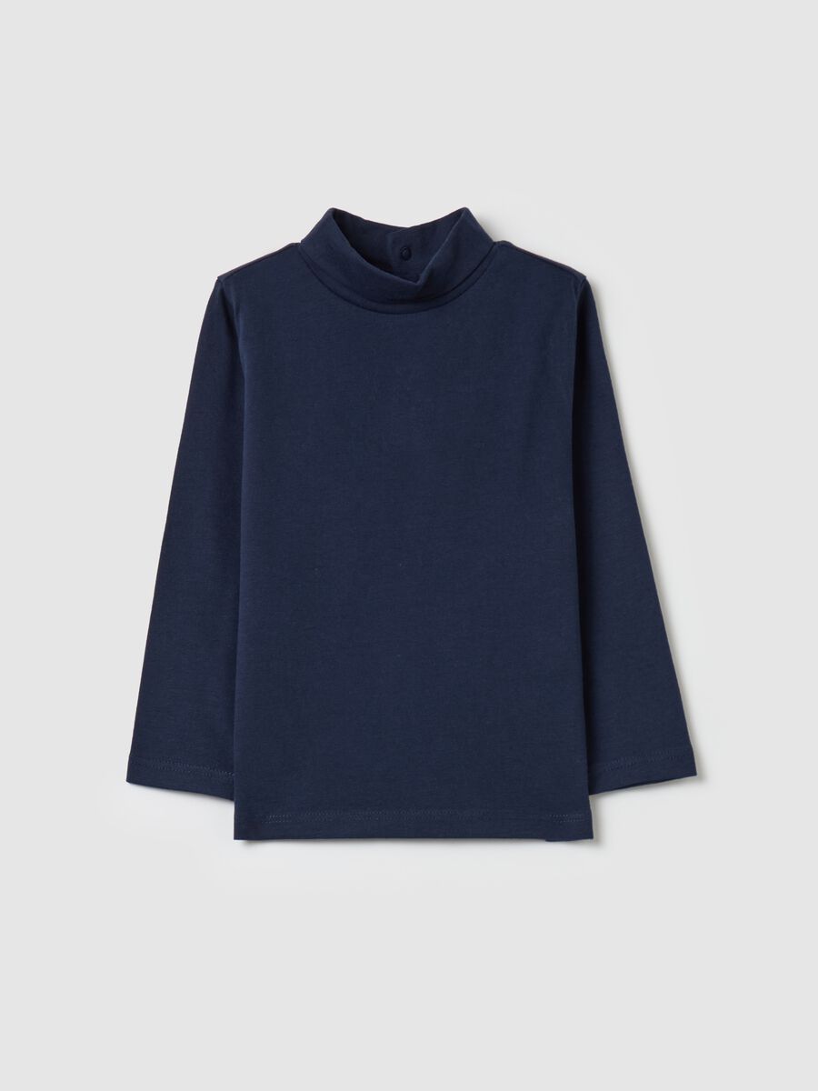 Cotton T-shirt with high neck_0
