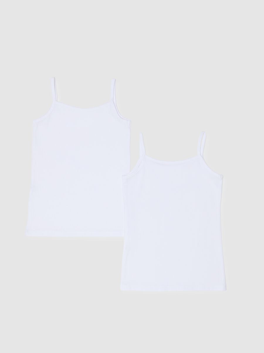 White stretch cotton girl's tank top twin pack regular fit_1
