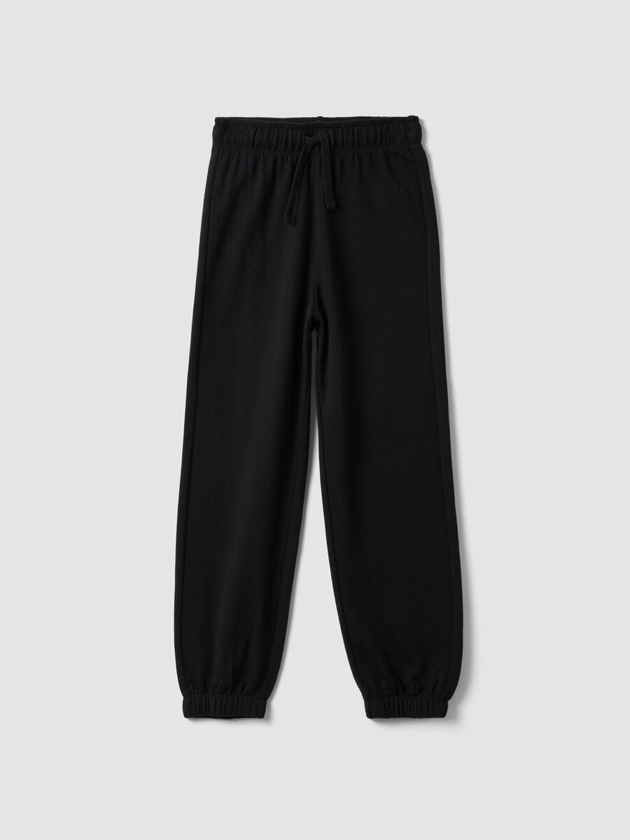 Pantaloni jogger neri in puro cotone organico per ragazzo relaxed fit_0