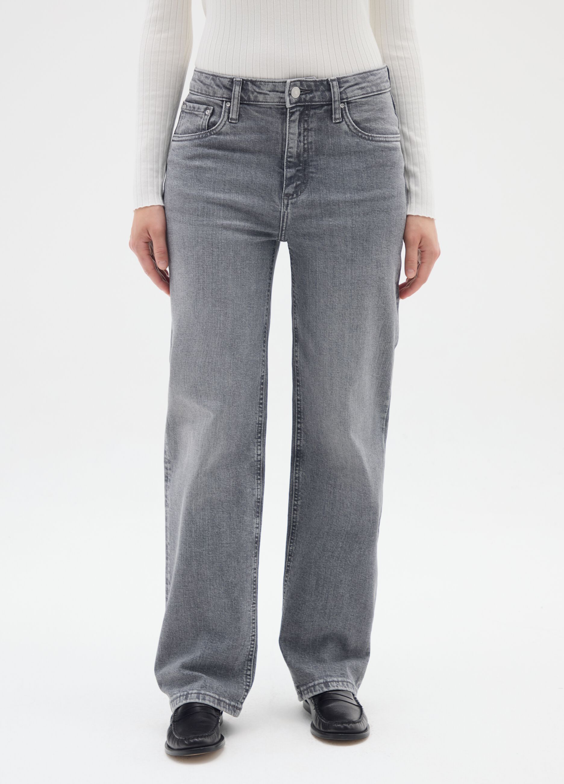 Grey Stretch Regular Waist Jeans