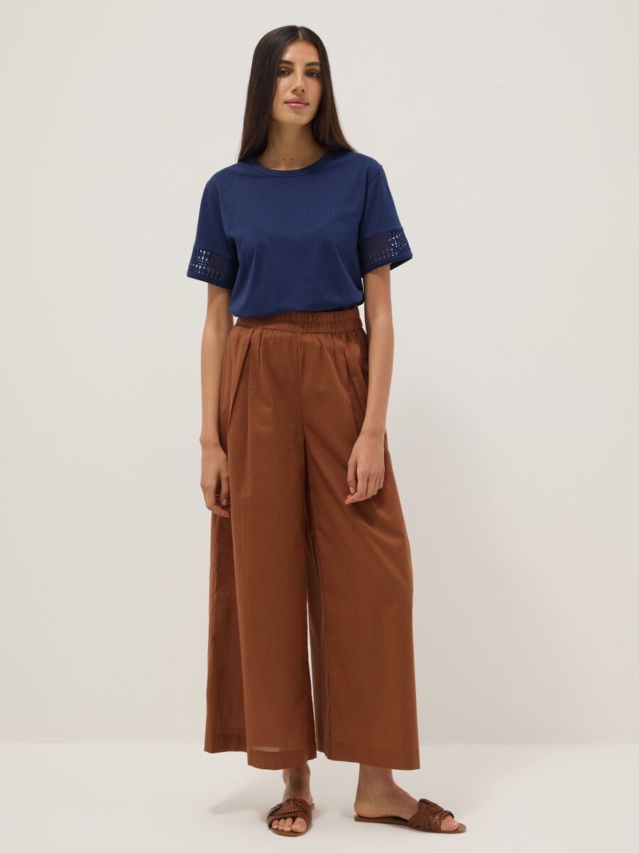 T-shirt blu a maniche corte in puro cotone_2
