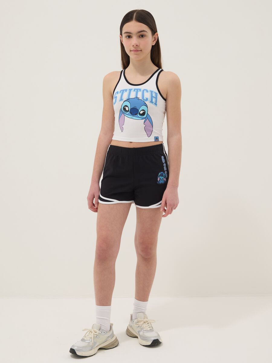 Girl's multicolour stretch cotton fitted set with Stitch_0