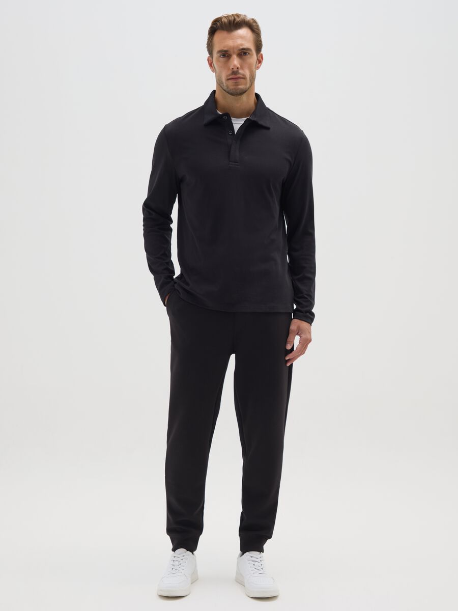 Polo in misto cotone nero regular fit_1
