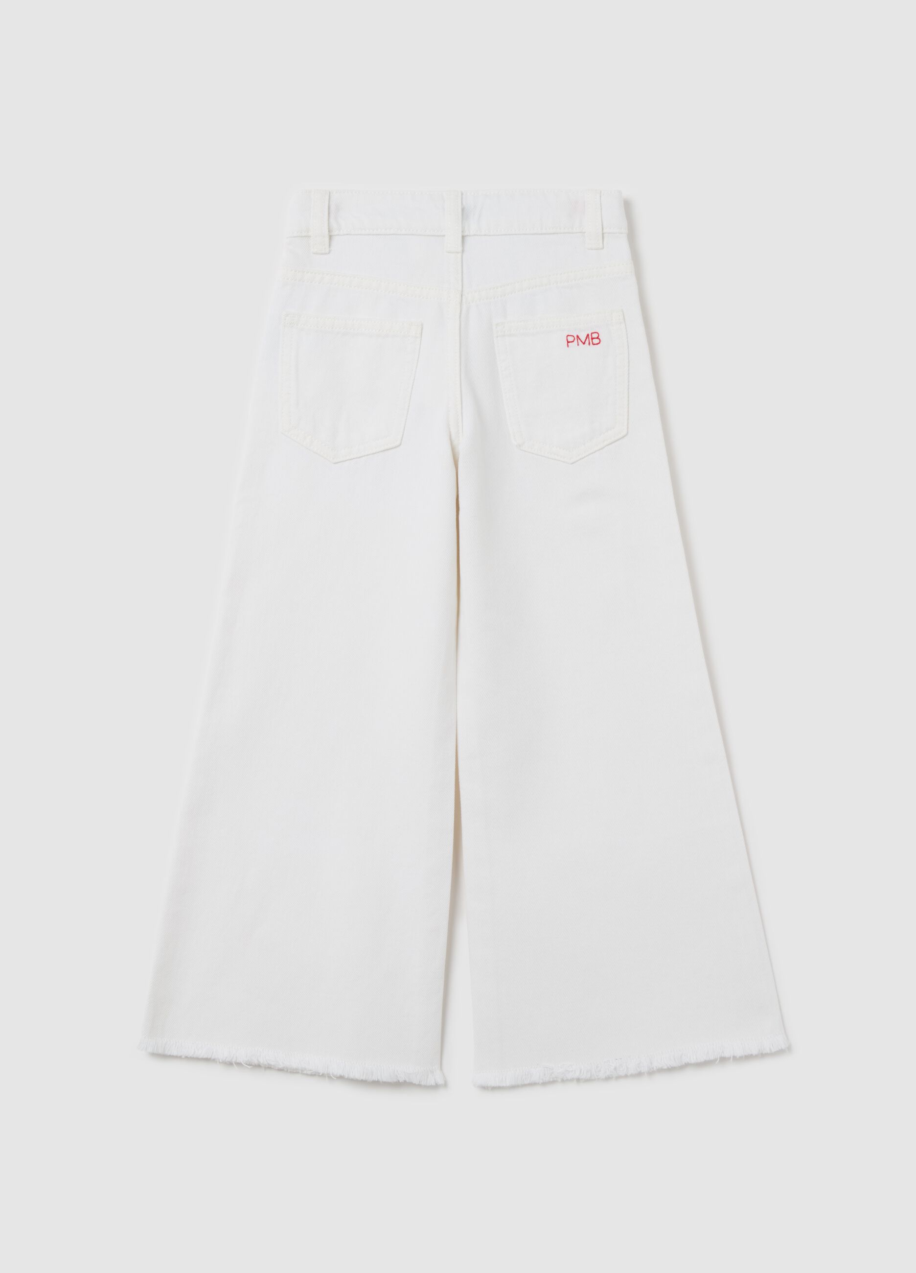 Palazzo jeans with five pockets and logo embroidery
