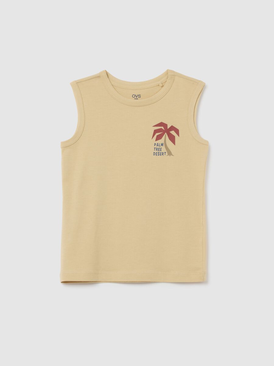 Canotta da bambino in puro cotone beige regular fit_0