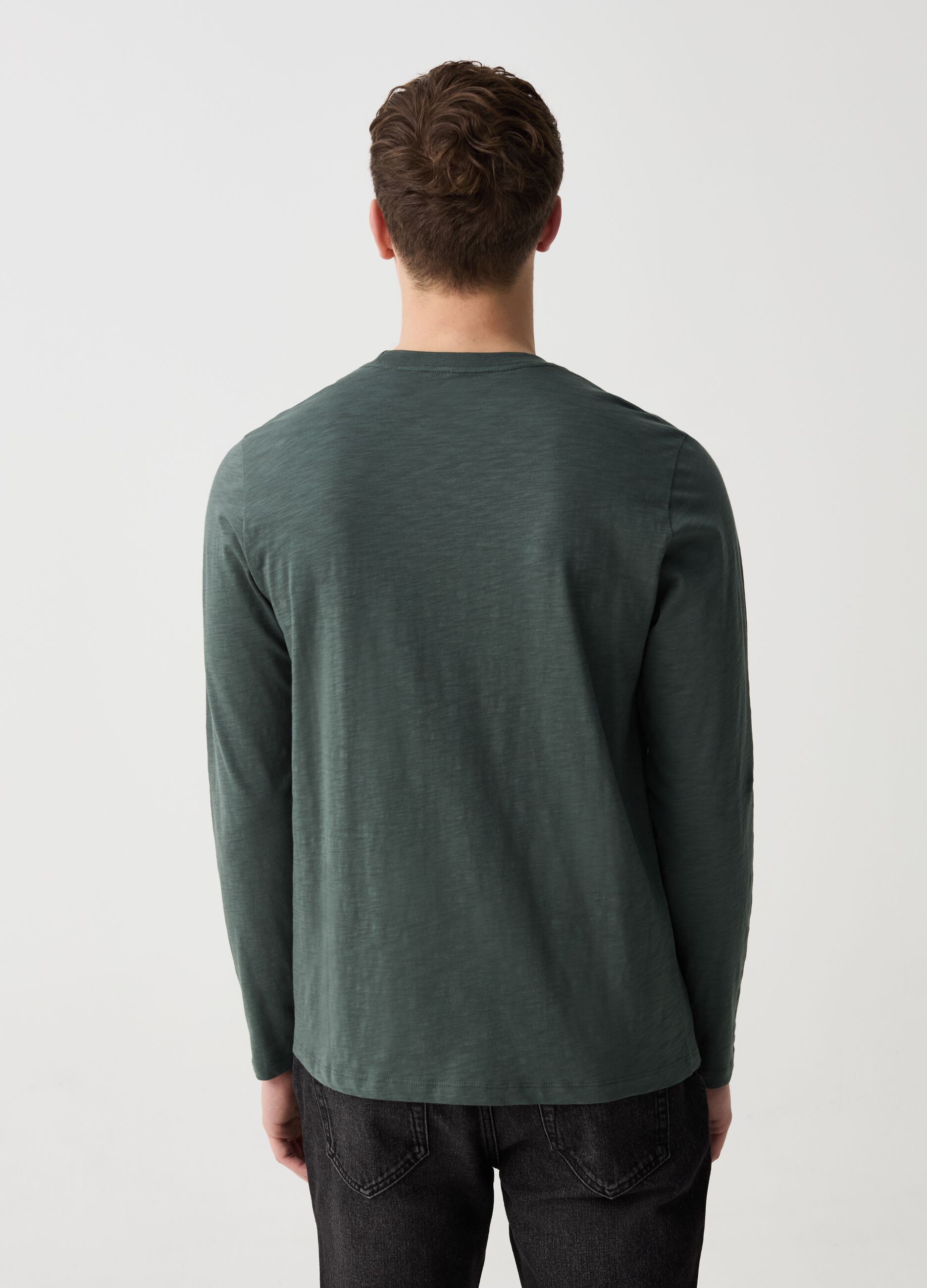 Long-sleeved T-shirt in slub jersey