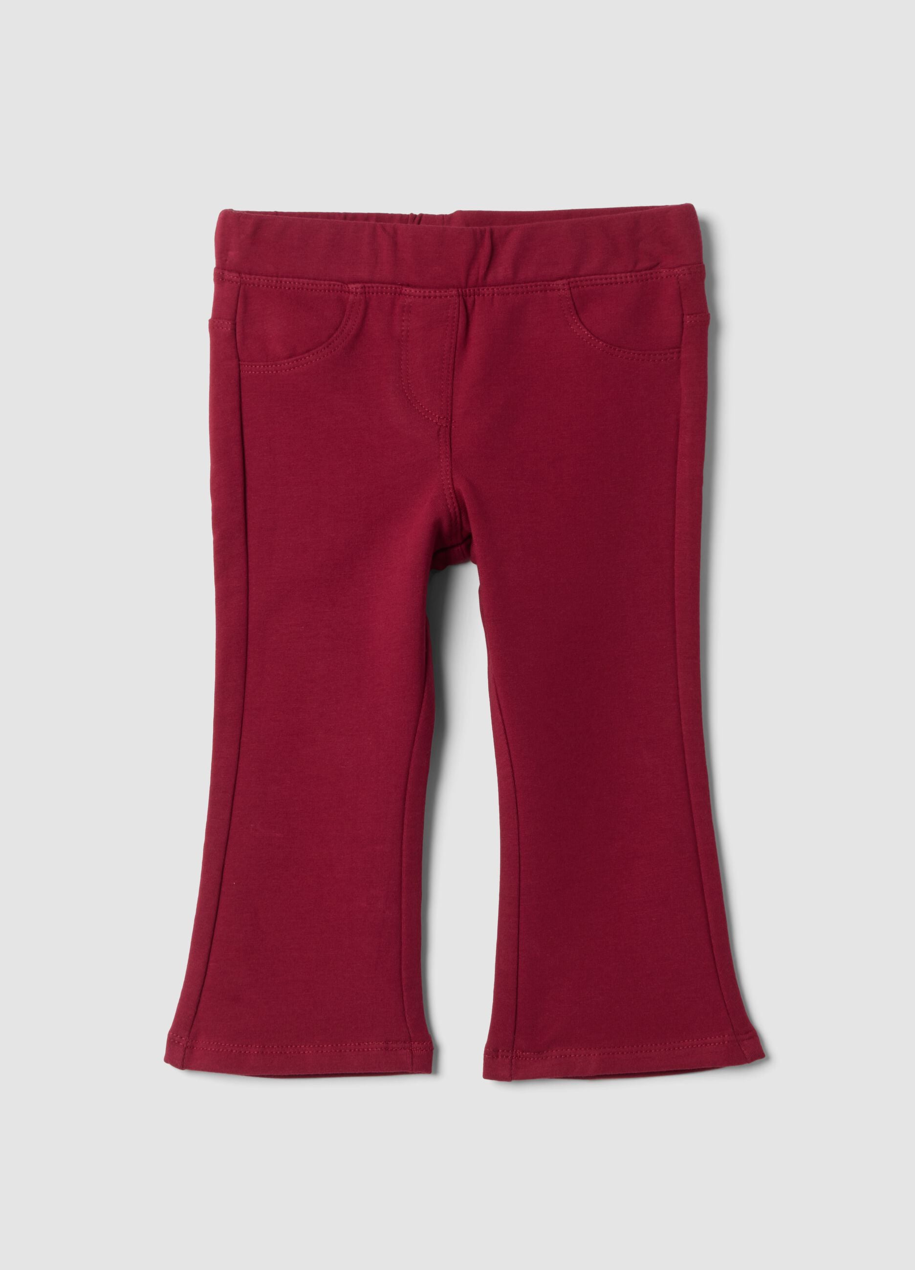 Red organic stretch cotton treggings
