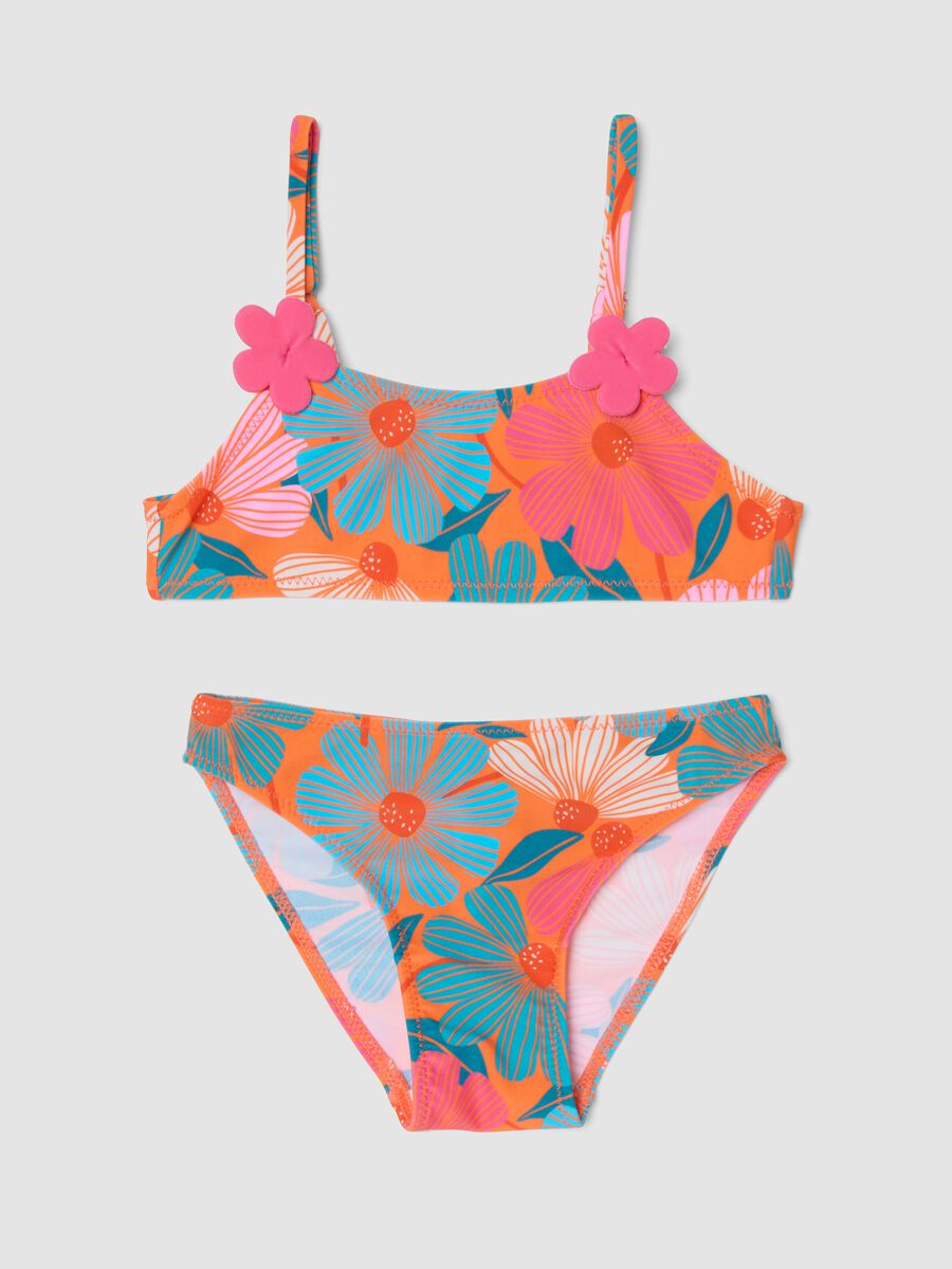 Girls&rsquo; multicolour floral print bikini_0
