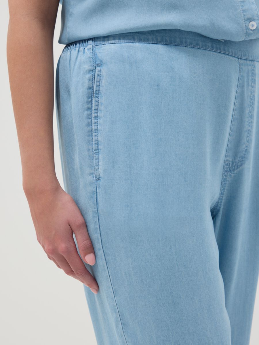 Pantaloni jogger in puro lyocell azzurri regular fit_3