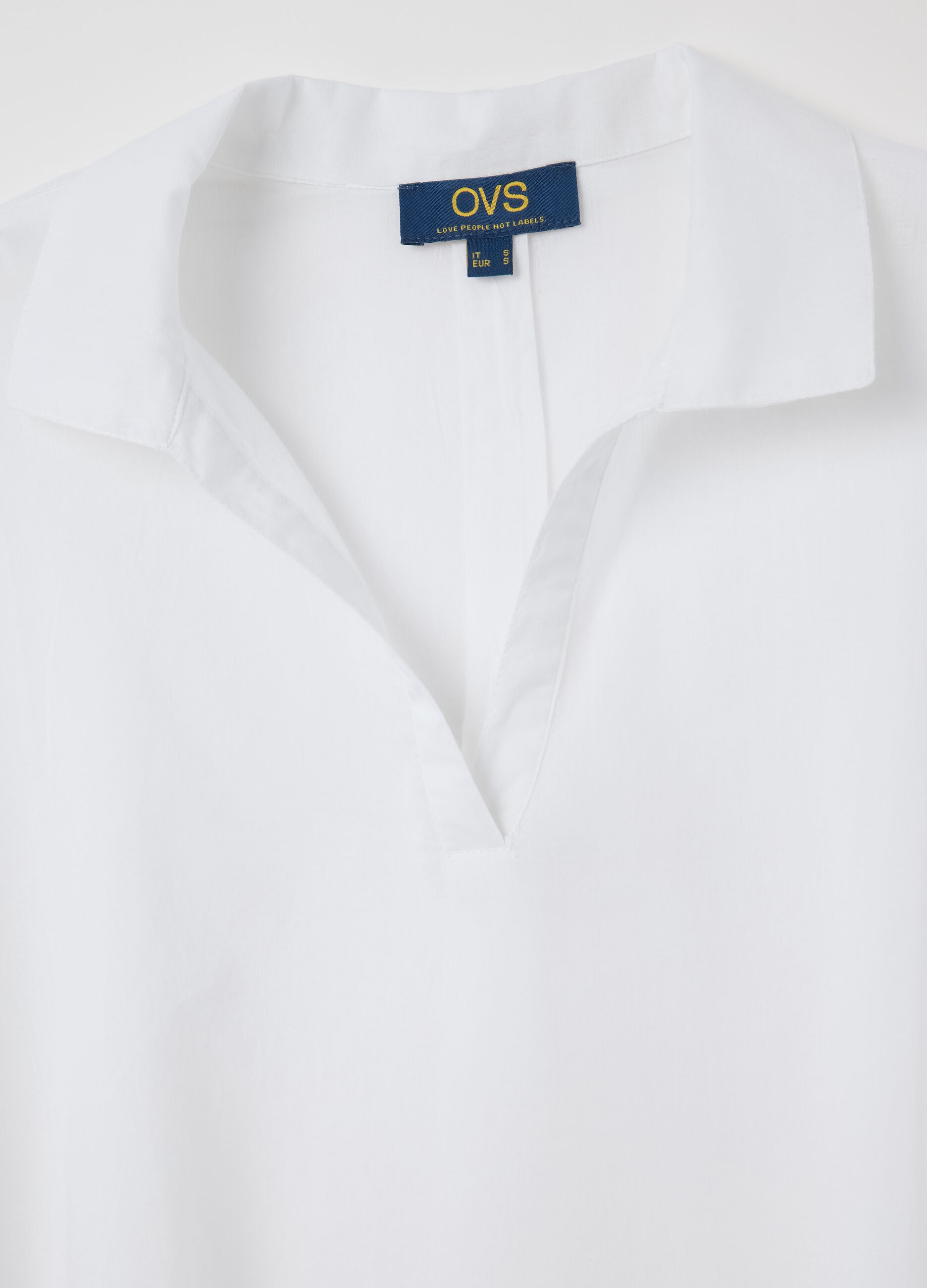 Copricostume da donna in puro cotone bianco regular fit con scollo a V