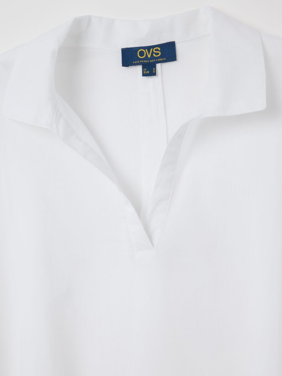 Women’s white beach cover-up in 100% cotton with regular-fit and V neck_5