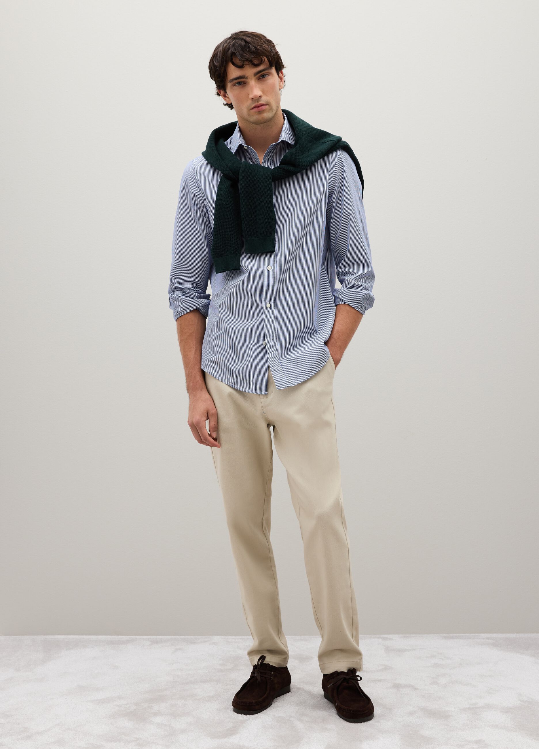 Regular fit blue pure cotton shirt