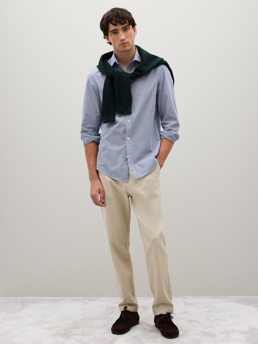 Regular fit blue pure cotton shirt_1