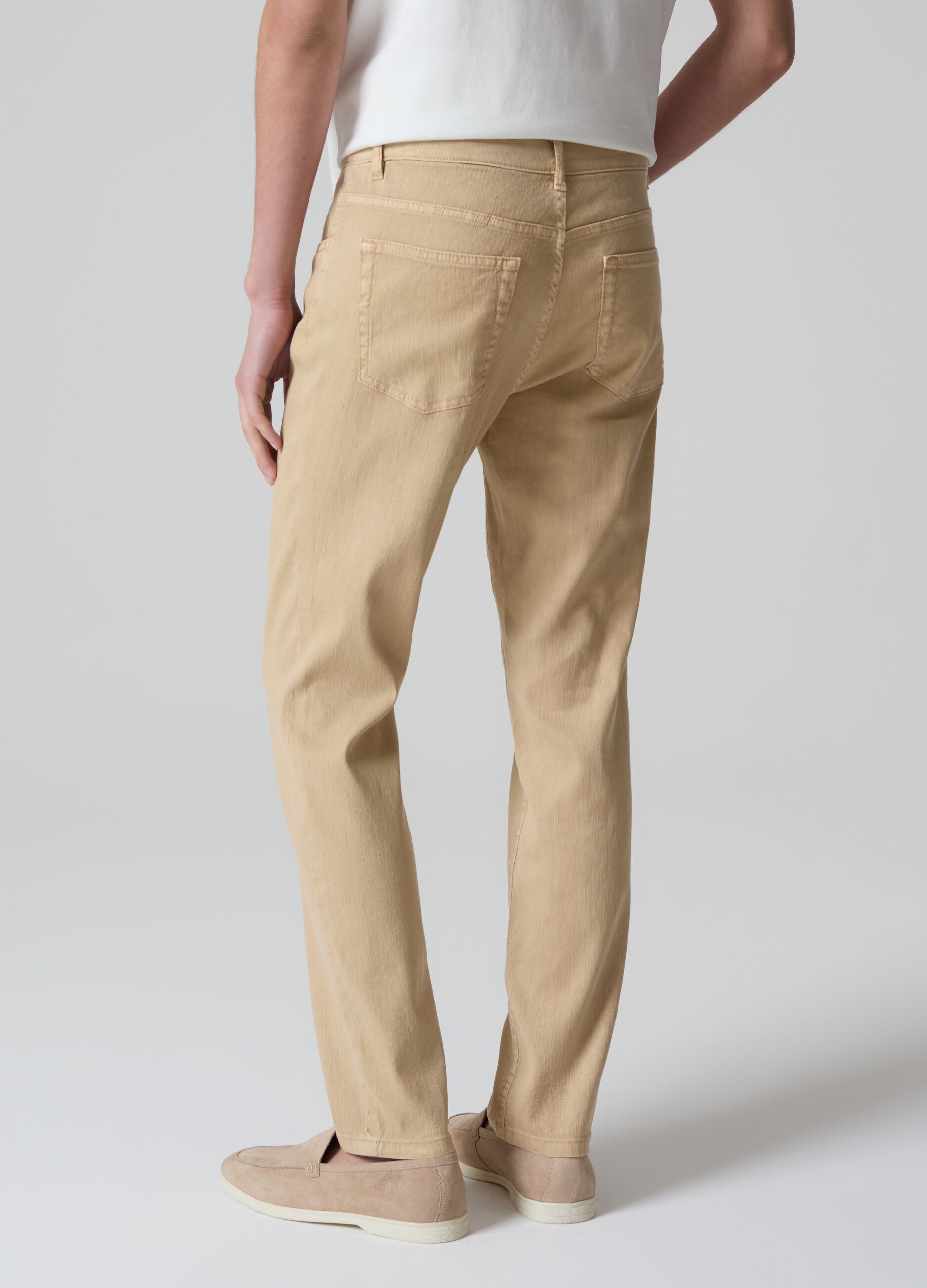 Pantaloni slim in lino e cotone stretch