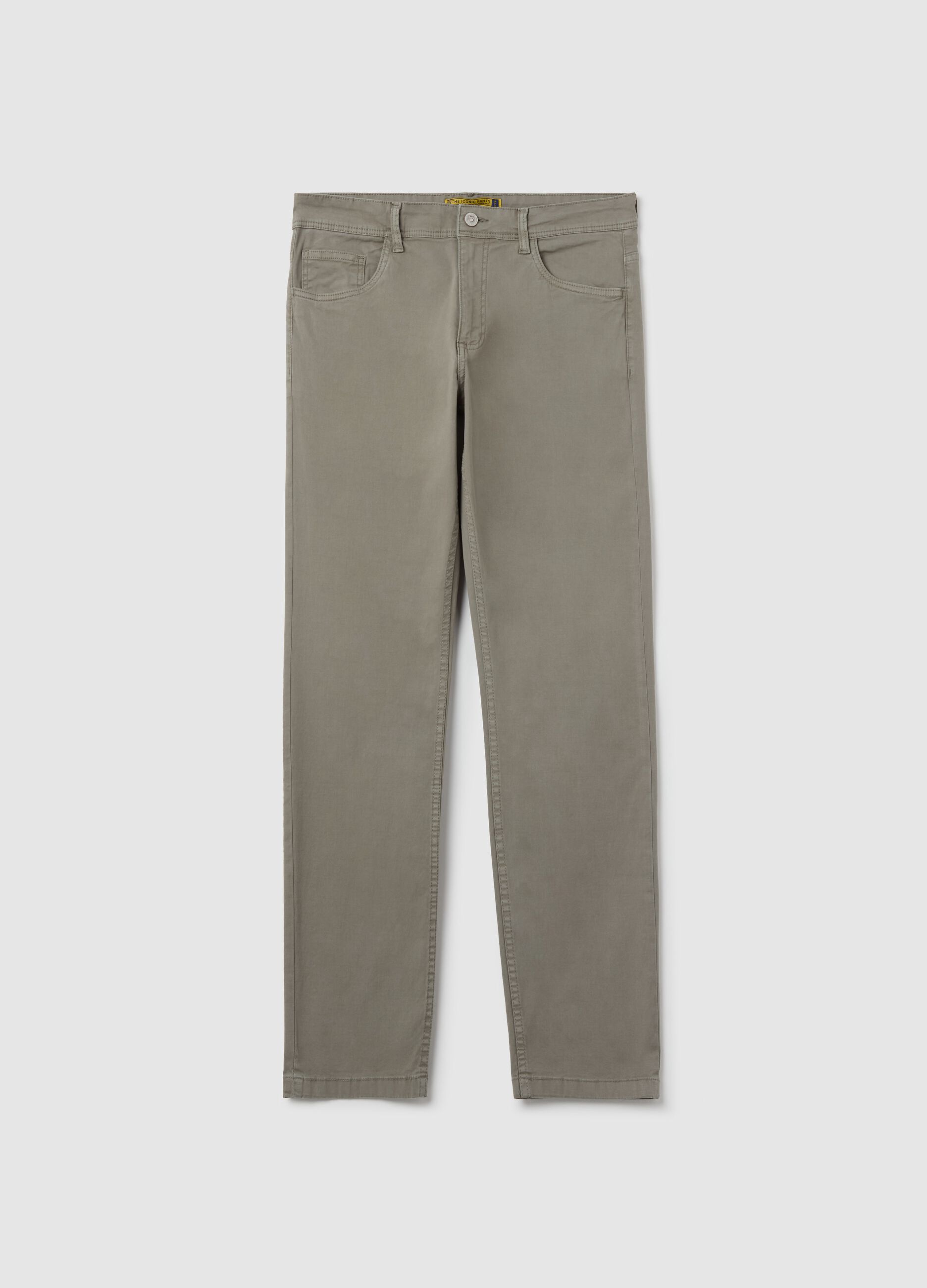 Green slim-fit trousers in stretch cotton