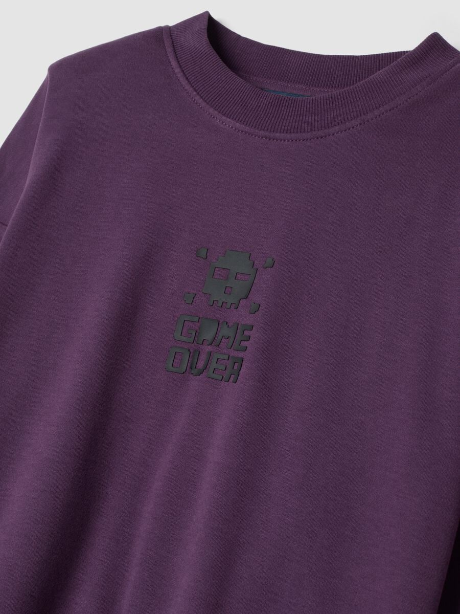 Blue and purple organic cotton pyjamas with crew neck_3
