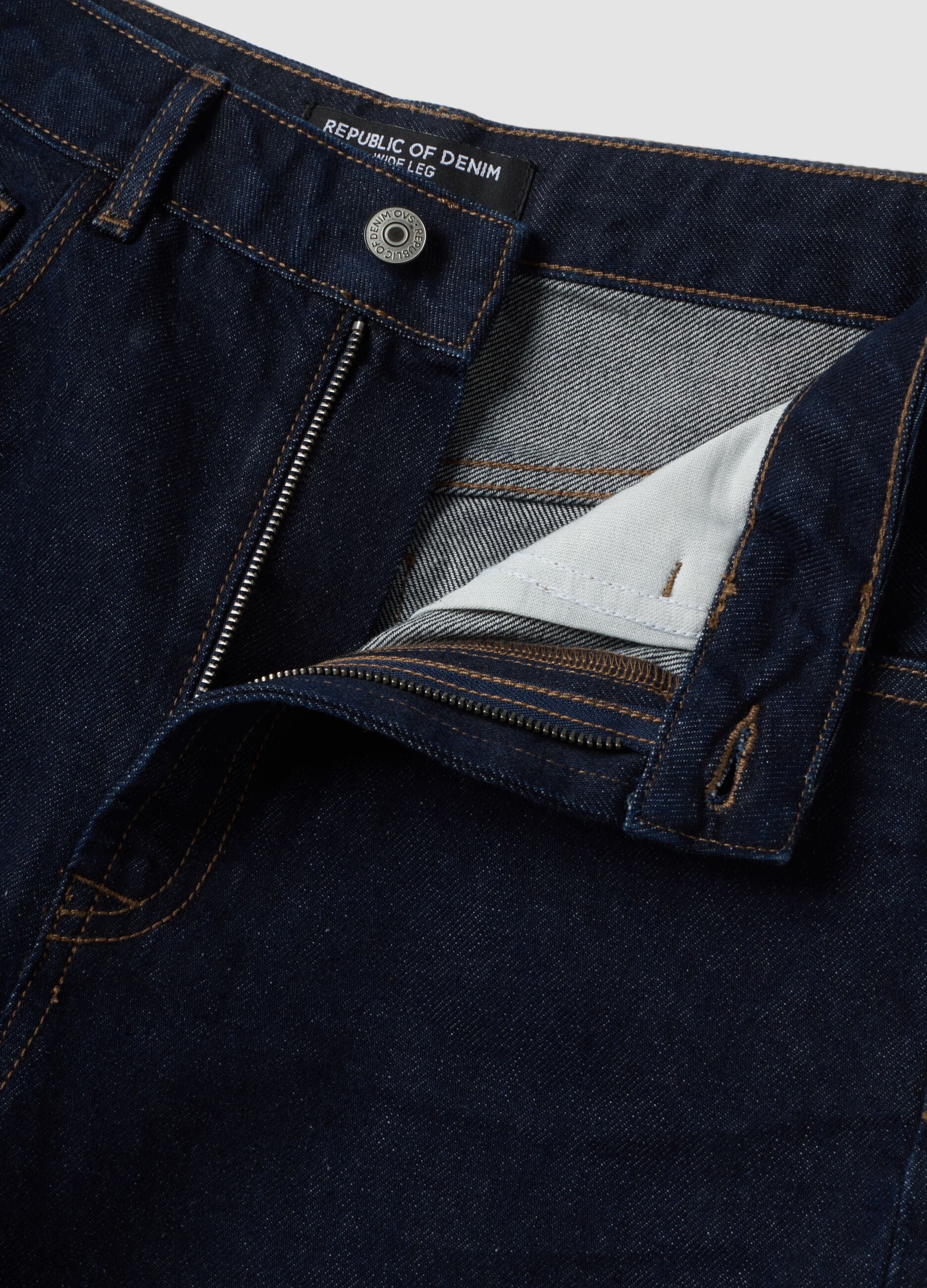 Blue wide-leg jeans in pure cotton