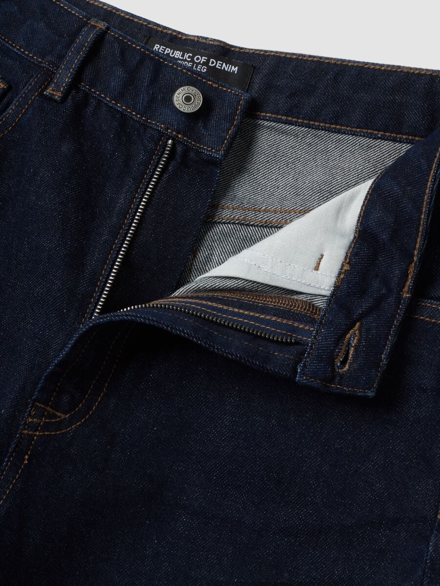 Blue wide-leg jeans in pure cotton_5